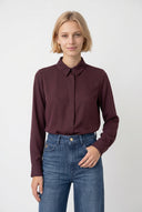 MONROE SATIN V-NECK BLOUSE – BORDEAUX