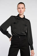 MAGALI DARK COLLAR BLOUSE – NOIR