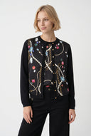 MALO FLORAL PRINT CARDIGAN – NOIR