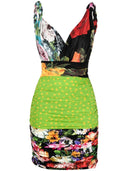 Dolce & Gabbana Multicolor Floral Patchwork Fitted Mini Dress
