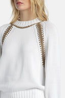 LS -CONQUISTA PULLOVER - WHITE/OLD GOLD