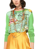 Dolce & Gabbana Green Silk Granita Al Limone Long Sleeves Sweater