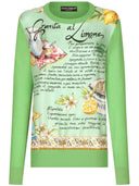Dolce & Gabbana Green Silk Granita Al Limone Long Sleeves Sweater