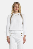 LS -CONQUISTA PULLOVER - WHITE/OLD GOLD