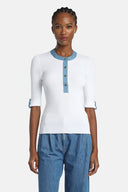 LS -COLLI PULLOVER - WHITE/BLUE