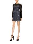 Dolce & Gabbana Black Blue Long Sleeves Denim Mini Dress