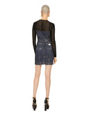 Dolce & Gabbana Black Blue Long Sleeves Denim Mini Dress