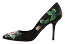 Dolce & Gabbana Black Leather Roses High Heels Pumps Shoes