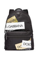 Dolce & Gabbana Black Logo Tape Polyamide School Travel Backpack Bag