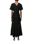 V NECK ASYMMETRIC DRESS BLACK