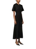 V NECK ASYMMETRIC DRESS BLACK