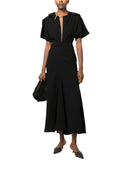 V NECK ASYMMETRIC DRESS BLACK