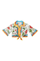 Dolce & Gabbana Multicolor Chili Silk Cropped Blouse Top