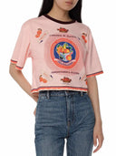 Dolce & Gabbana Pink Print Cotton Short Sleeves Cropped Top