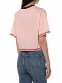 Dolce & Gabbana Pink Print Cotton Short Sleeves Cropped Top
