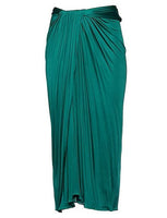 Dolce & Gabbana Dark Green High Waist Midi Pencil Cut Pleated Skirt