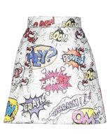 Dolce & Gabbana White Cartoon Brocade A-line High Waist Skirt