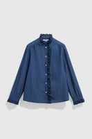 GD - Denim shirt with embroidered ruffles - LOUPY