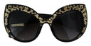 Dolce & Gabbana Black Gold Sequin Butterfly Polarized DG4326 Sunglasses