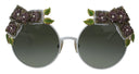 Dolce & Gabbana Gold Floral Embellished Metal Frame Round DG2186 Sunglasses