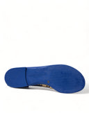 Dolce & Gabbana Blue Crystals Flats Sandals Beachwear Shoes
