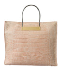 Balenciaga Pink Exotic Leather Embossed Cable Handle Shopper Tote Bag
