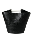 Balenciaga Black Exotic Skin Leather Maxi Bucket Tote Purse Bag