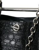 Balenciaga Black Exotic Skin Leather Maxi Bucket Tote Purse Bag