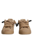 Dolce & Gabbana Brown Jute Fabric Low Top Men Sneakers Shoes