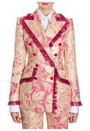 Dolce & Gabbana Pink Gold Jacquard Nylon Coat Blazer Jacket