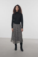 Bicolored printed pleated skirt - TAMMY - Black