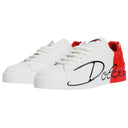 Dolce & Gabbana White Red Portofino Low Top Sneakers Shoes