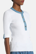 LS -COLLI PULLOVER - WHITE/BLUE