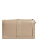 Versace Beige Gold Chain Calf Leather Wallet Crossbody Bag