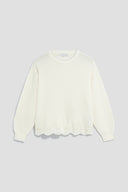 Loose-fitting wool and lace sweater - RIVIERA - Ecru