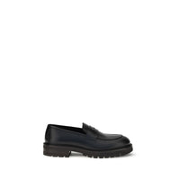 Ferragamo Black Calf Leather Bos Taurus Slip-On Loafers