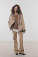 Shearling biker jacket - FIA - Brown