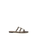 Valentino Garavani Brown Calf Leather Bos Taurus Flat Sandals
