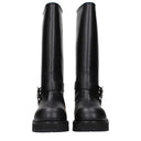 Off-White Black Leather Flat Boots