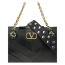 Valentino Garavani Black Calf Leather Bos Taurus Shoulder Bag