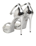 Dolce & Gabbana Silver Leather Platform Keira Sandals Shoes