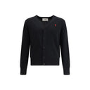 Ami Paris Black Merino Wool Cardigan