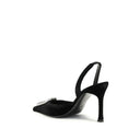 Amina Muaddi Black Calf Leather Bos Taurus High Heel Pumps