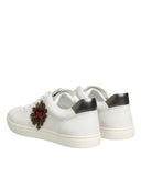 Dolce & Gabbana White Leather Heart Embellished Sneakers Shoes