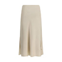 Brunello Cucinelli Cream Acetate Midi Skirt