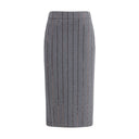 Brunello Cucinelli Gray Polyester Midi Skirt