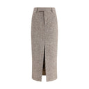 Brunello Cucinelli Brown Fleece Wool Long Skirt