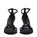 Balmain Black Leather Stiletto Heel Sandals