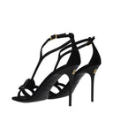 Balmain Black Leather Stiletto Heel Sandals
