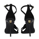 Balmain Black Leather Stiletto Heel Sandals